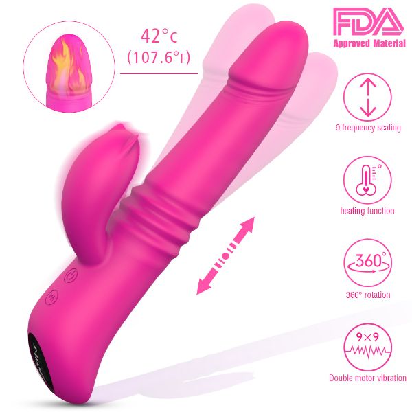 Picture of KAYA  Realistic Heating Thrusting Rabbit Vibrator*Rose