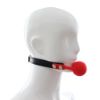 Picture of BDSM Silicone Ball Gag with Lock Leather Strap*Red
