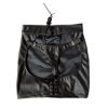 Picture of Black Leather Spanking Back Open Up Thong Skirt*L